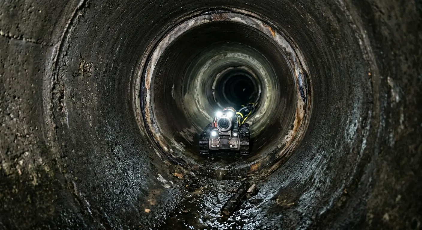 Robotic sewer camera inspecting pipe interior for Drain Snake Service in Chowchilla